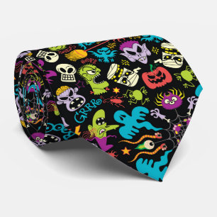 Spooky Halloween-varelser i coola mönster Slips