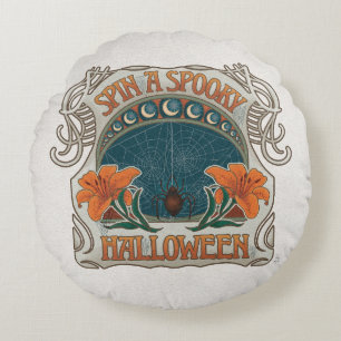 Spooky Halloween Victorian Gothic Round Pillow Rund Kudde