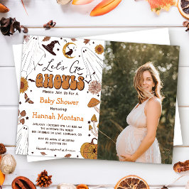 Spooky Halloween Vintage Baby Shower Party Photo Inbjudningar