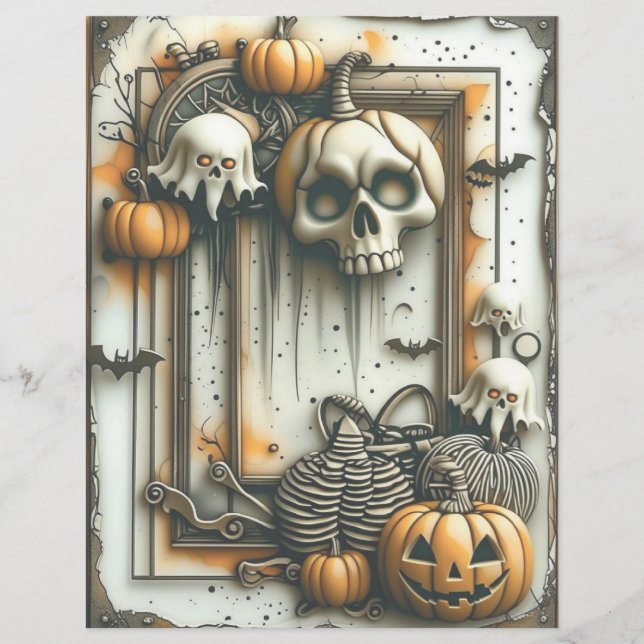 Spooky Halloween Vintage Scrapbook Papper (Framsida)