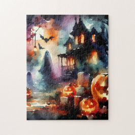 Spooky Halloween Watercolor Jigszle Puzzle Pussel