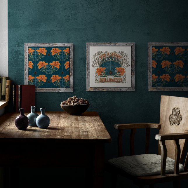 Spooky Halloween Whimsical Vintage Stil Poster (Bring a Dark Whimsy Style to Your Home Decor When You Mix and Match with Art from this Collection.)