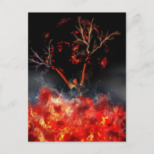 Spooky Halloween Witch Burning Vykort