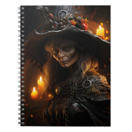 Spooky Halloween Witch Fantastisk Coola Porträtt Anteckningsbok