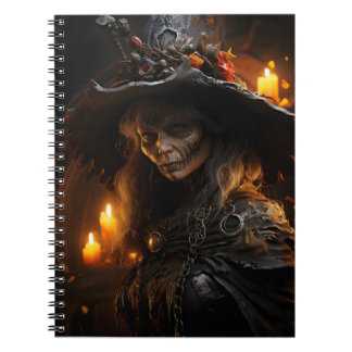 Spooky Halloween Witch Fantastisk Coola Porträtt Anteckningsbok