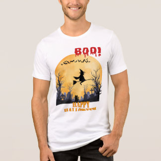 "Spooky Halloween Witch som flyger över Graveyard T Shirt
