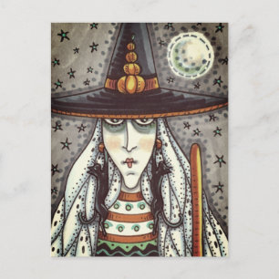 SPOOKY HALLOWEEN WITCH, SPÖKEN, BLACK CAT EARRINGS VYKORT