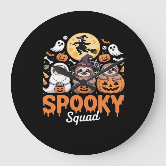 Spooky Halloween Witch underbara skräckslottar Ess Stor Klocka (Framsida)