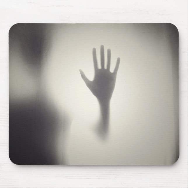 Spooky Hand på Glass Panel Halloween Mousepad Musmatta (Framsidan)