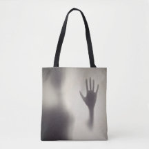 Spooky Hand på Glass Panel Halloween Tote Bag