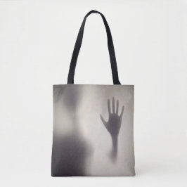 Spooky Hand på Glass Panel Halloween Tote Bag Tygkasse