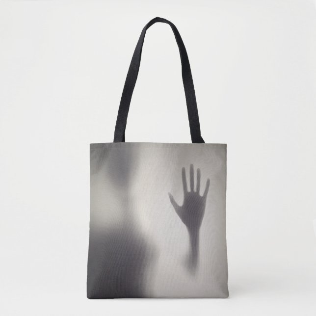 Spooky Hand på Glass Panel Halloween Tote Bag Tygkasse (Framsida)