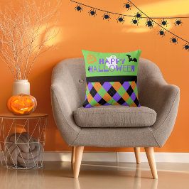 Spooky Happy halloween Argyle Dekorativ kudde