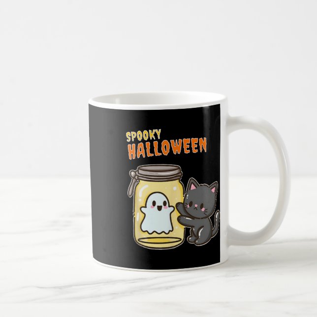 Spooky Happy halloween Cat Kaffemugg (Höger)