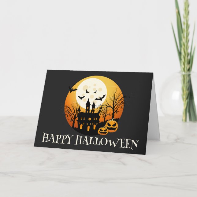 Spooky Happy halloween Haunted House Kort (Framsida)