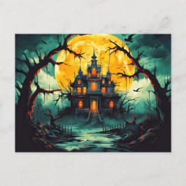 Spooky Happy halloween Haunted House Vykort