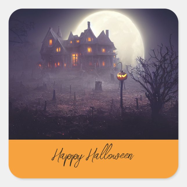 Spooky Happy halloween Party Fyrkantigt Klistermärke (Framsida)