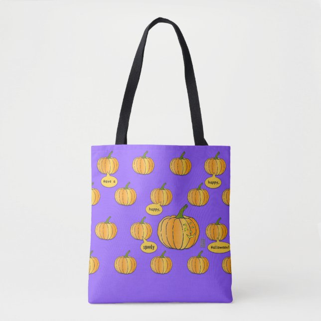 Spooky Happy halloween Pumpkin Patch Tote Tygkasse (Framsida)