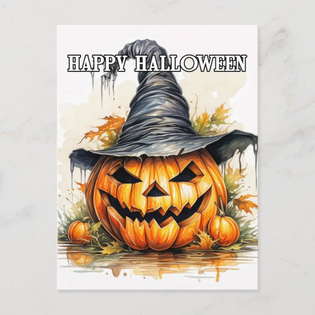 Spooky Happy halloween Pumpkin Vykort (Framsida)