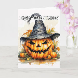 Spooky Happy halloween Pumpkin Witch Kort