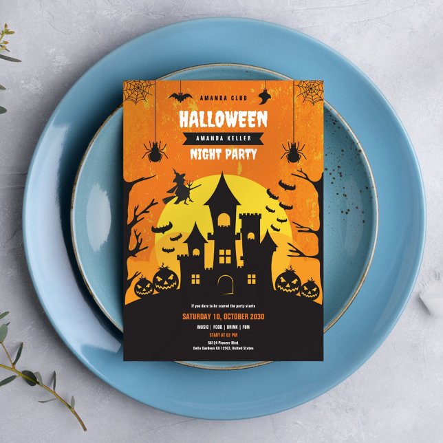 Spooky Haunted Castle Halloween Night Party Inbjudningar (Skapare uppladdad)