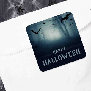 Spooky Haunted Forest Halloween fest Fyrkantigt Klistermärke