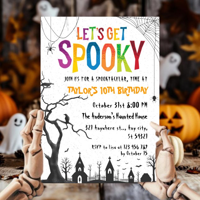 Spooky Haunted Graveyard Halloween Birthday Invita Inbjudningar (Skapare uppladdad)