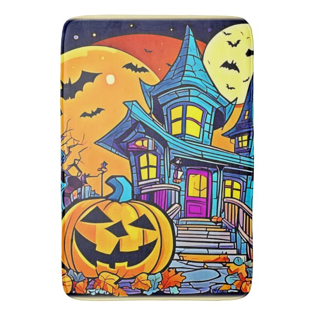 Spooky Haunted House Artwork Badrumsmatta (Framsidan (Vertikal))