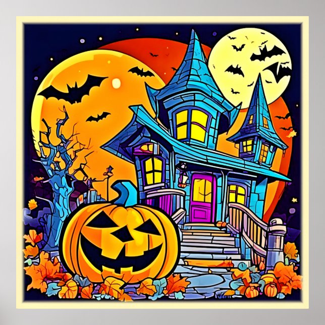 Spooky Haunted House Artwork Poster (Framsidan)