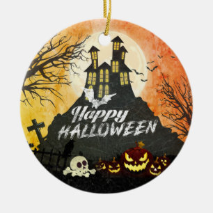 Spooky Haunted House Costume Night Himlar Hallowee Julgransprydnad Keramik