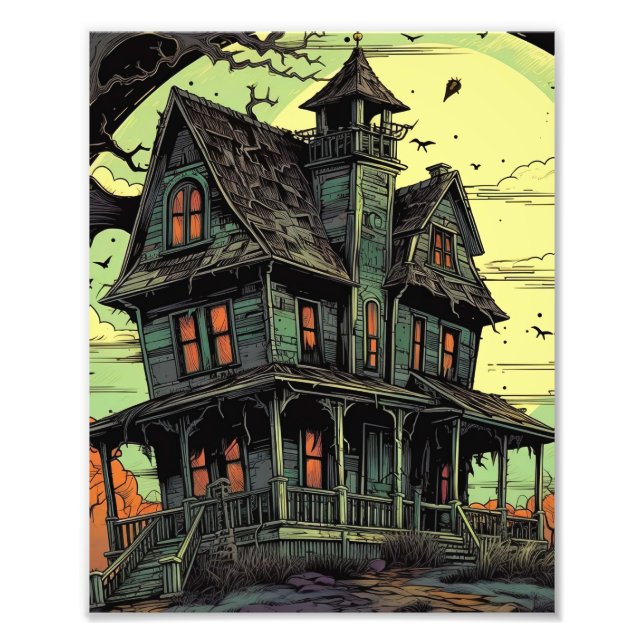 Spooky Haunted House Fototryck (Framsidan)