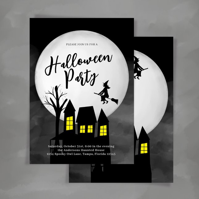 Spooky Haunted House Halloween Anpassningsbar Part Inbjudningar (Spooky Halloween Party Invitation Template)