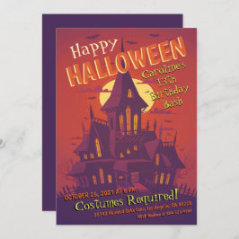 Spooky Haunted House Halloween Birthday Inbjudningar