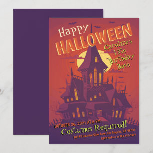Spooky Haunted House Halloween Birthday Inbjudningar