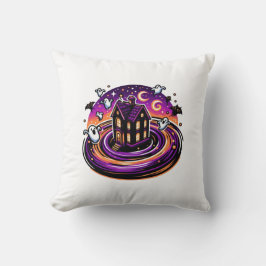 Spooky Haunted House Halloween Cute Spöken & Fladd Kudde