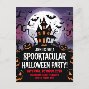 Spooky Haunted House Halloween fest Design Vykort