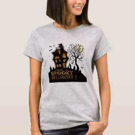 Spooky Haunted House Halloween Fladdermus Witch T Shirt