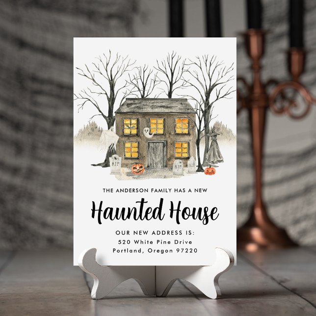 Spooky Haunted House Halloween Flytta Announcement Meddelande (Skapare uppladdad)