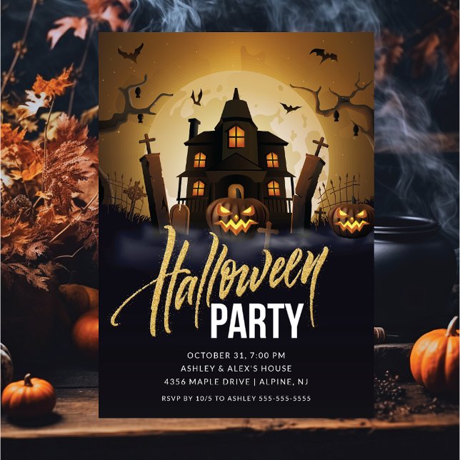 Spooky Haunted House Halloween Inbjudningar (Skapare uppladdad)