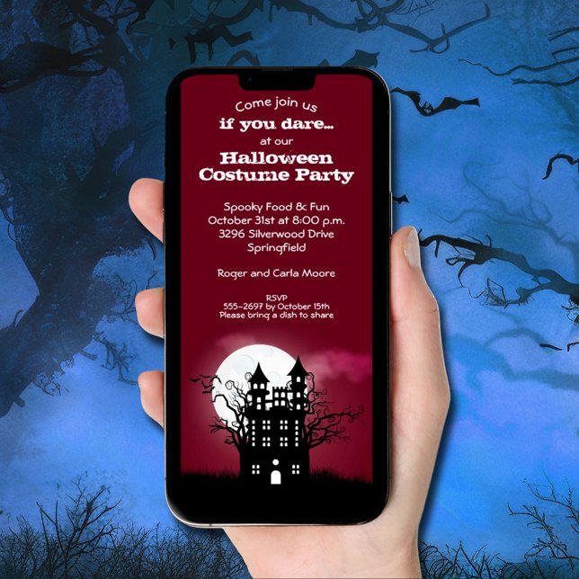 Spooky Haunted House Halloween Inbjudningar (Spooky Haunted House Halloween Invitations - INSTANT DOWNLOAD and/or printed)