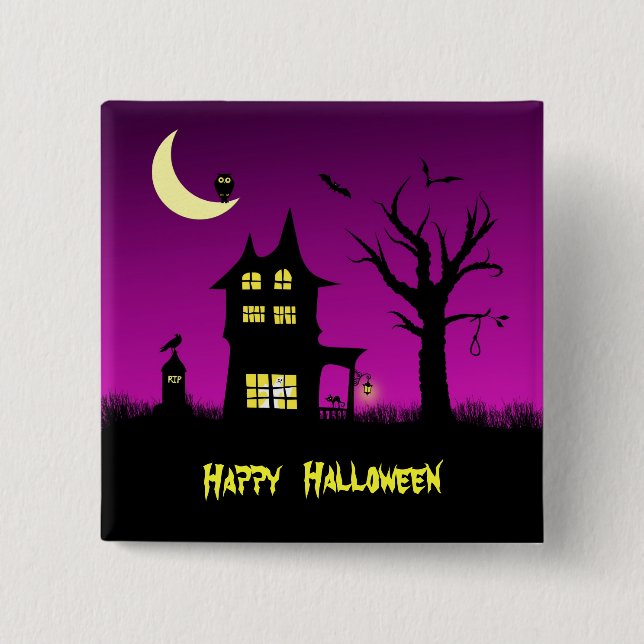Spooky Haunted House Halloween Knapp (Framsida)