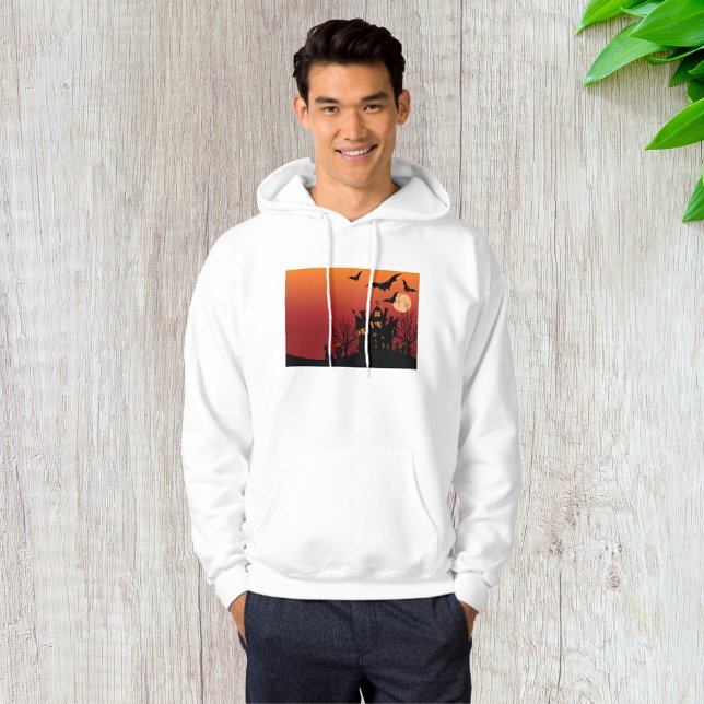 Spooky Haunted House Halloween Natt Hoodie (Skapare uppladdad)