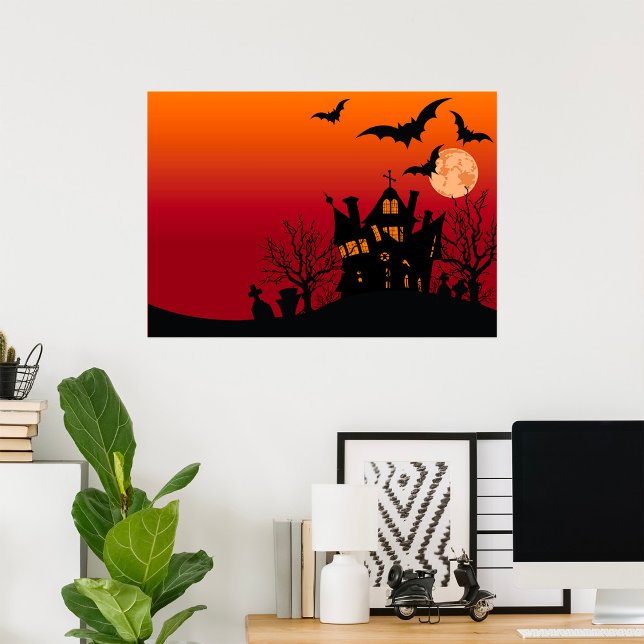 Spooky Haunted House Halloween Natt Poster (Skapare uppladdad)
