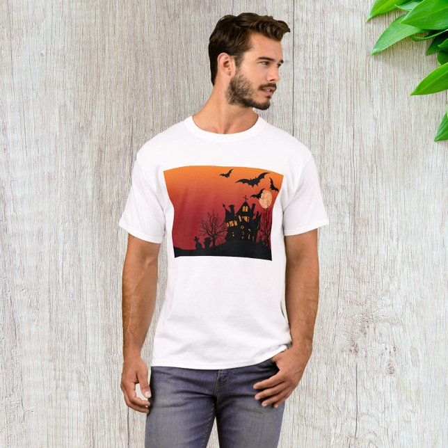 Spooky Haunted House Halloween Natt T Shirt (Skapare uppladdad)