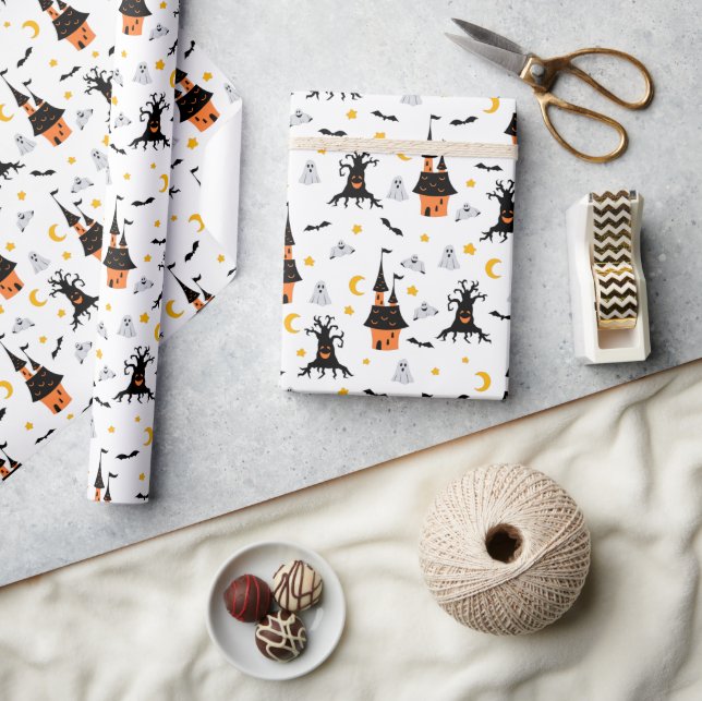 Spooky Haunted House Halloween Presentpapper (Hantverk)