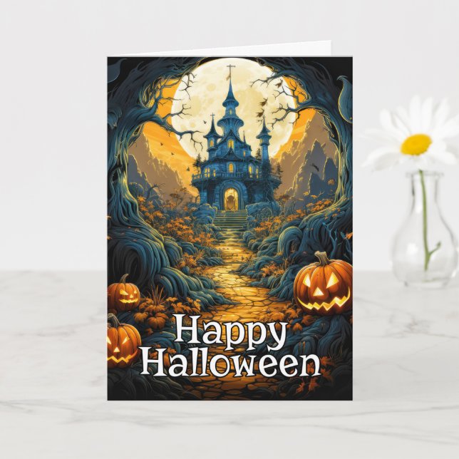 Spooky Haunted House - Happy halloween Kort (Liten växt)