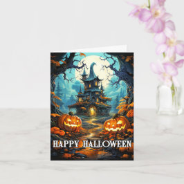 Spooky Haunted House - Happy halloween Kort