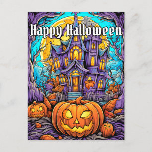 Spooky Haunted House HAPPY HALLOWEEN Vykort