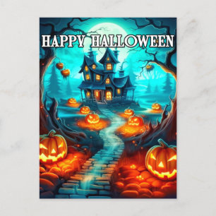 Spooky Haunted House Happy halloween Vykort