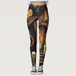 Spooky Haunted House Leggings 🕷️ 🎃